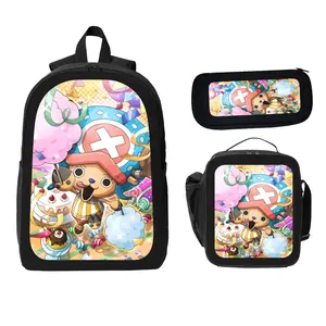 Anime-Themed Backpack Set Black Backpack Pencil Case Lunch Bag Anime Stationery Set for Students and Anime Enthusiasts