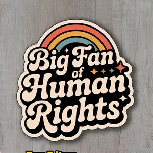 Human Rights Sticker – Rainbow Vinyl Decal, Equality & Kindness Message, Waterproof Car & Laptop Sticker