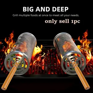 3-Piece BBQ Grill Set with Handle, 304 Stainless Steel, Heat-Resistant, Portable Outdoor Cooking Gear, Includes Grill, Hook, Cleaning Fork