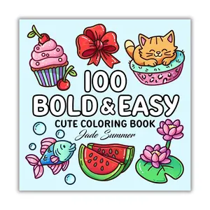 100 Bold Coloring Book: Simple, Easy, and Large Print Designs for Adults and Kids with Animals, Flowers, Food, and More! (Bold and Easy Coloring Books)