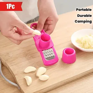 1pc Kitchencraft Manual Garlic Press And Grinder - Durable Plastic, Easy-To-Use, Multi-Function, Portable Garlic Mincer & Crusher, Food Contact Safe, No Electricity Needed, Outdoor Kitchenware, Essential Tools for Camping, Dining, And Barbecuing