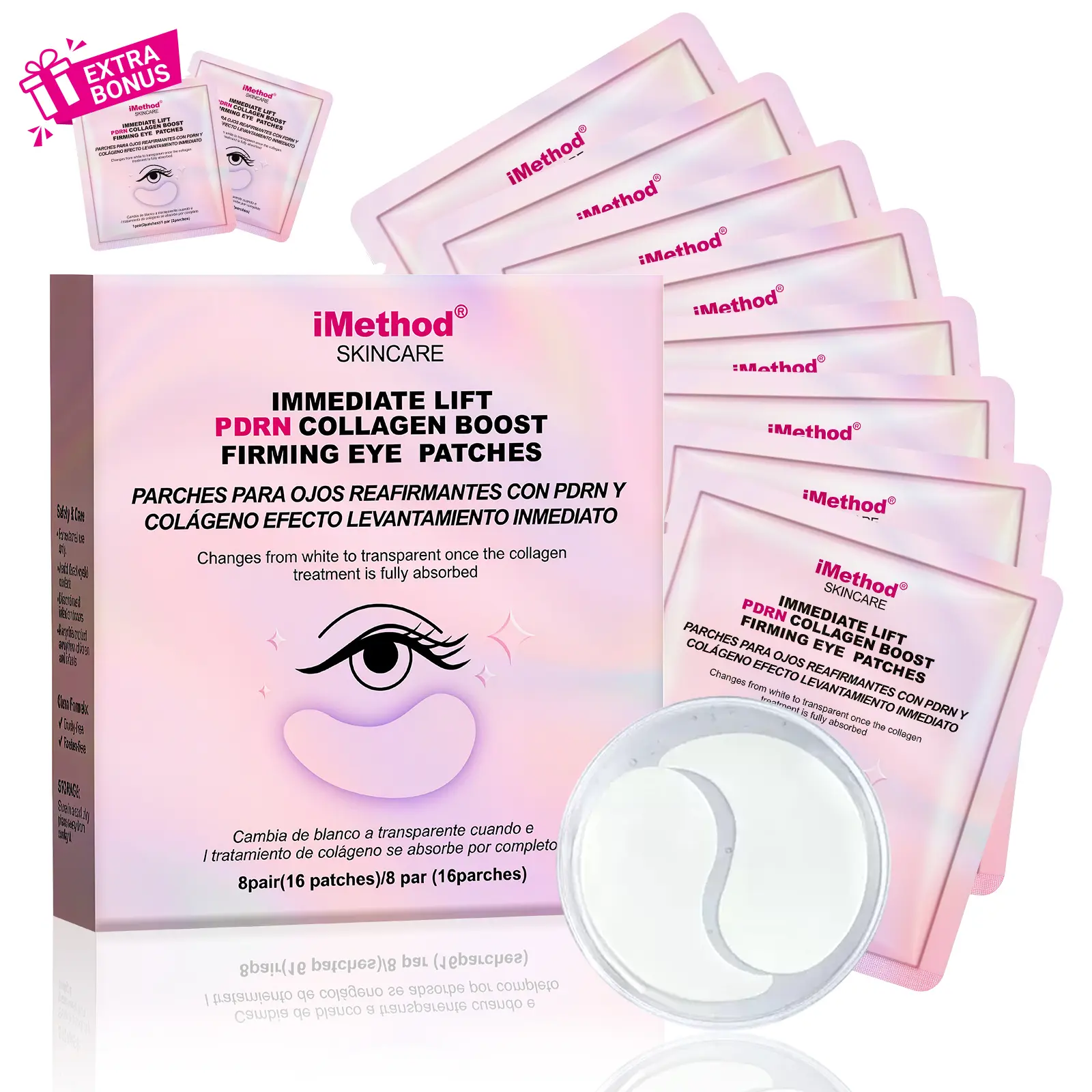 【TIKTOK exclusive】 iMethod Instant Lift Eye Mask - Under Eye Patches, (8+2) Pair PDRN Collagen Boost Eye Mask for Firming, Reducing Fine Lines & Wrinkles, Tightening Eye Patches for Puffy Eyes, Eye Bags, Dark Circles