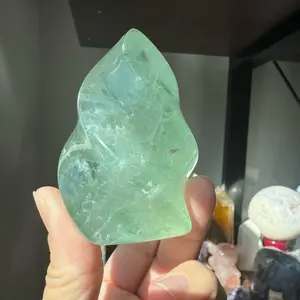 Green fluorite crystal flame
