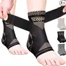 HOXEZU Unisex Breathable Black Ankle & Foot Compression Brace Socks - Adjustable, Antimicrobial, Ankle Injury Relief, Pain Alleviation, Sports Support, Sprain Stabilizer for Plantar Fasciitis, Tendonitis, Arthritis Recovery