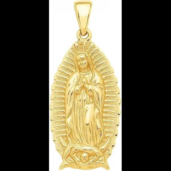 TAKAR Virgin De Guadalupe Pendant - Vermeil Gold Plated Virgin Mary Pendant for Women -Religious Catholic Jewelry Gifts - Made in USA