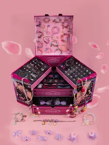 Colorblock Beaded & Letter & Bowknot Design Jewelry Making Kit, DIY Jewelry Making Supplies for Bracelet & Necklace, DIY Mix Beads