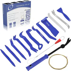 Auto Trim  Kit,  15 count  Panel  Interior Trim Kit Fastener Rivet Remover Plastic  Tool Set - Metal Removal of  Molding, Dashboards, Wheel Hubs