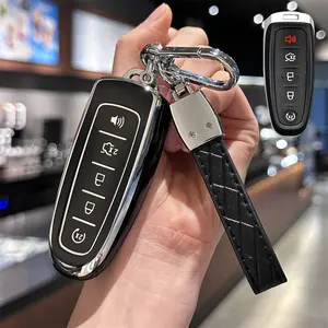 Auto Key Shell Sets with Key Chain Soft TPU Key Cover for Ford Edge Focus Flex Explorer Taurus and Lincoln MKX MKT MKS