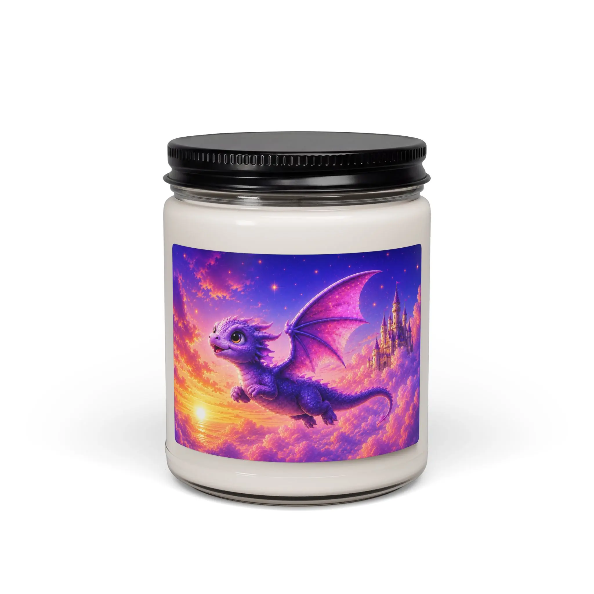 Flying Baby Dragon Fantasy Soy Candle | Lavender Dragon Candle | Magical Castle Home Décor | Whimsical Gift