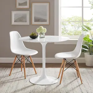 Modway Lippa 36" Round Artificial Marble Dining Table in White