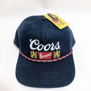 Coors Banquet Corduroy Snapback Hat Vintage 90s Style Blue with Red Rope | Adjustable & Stylish