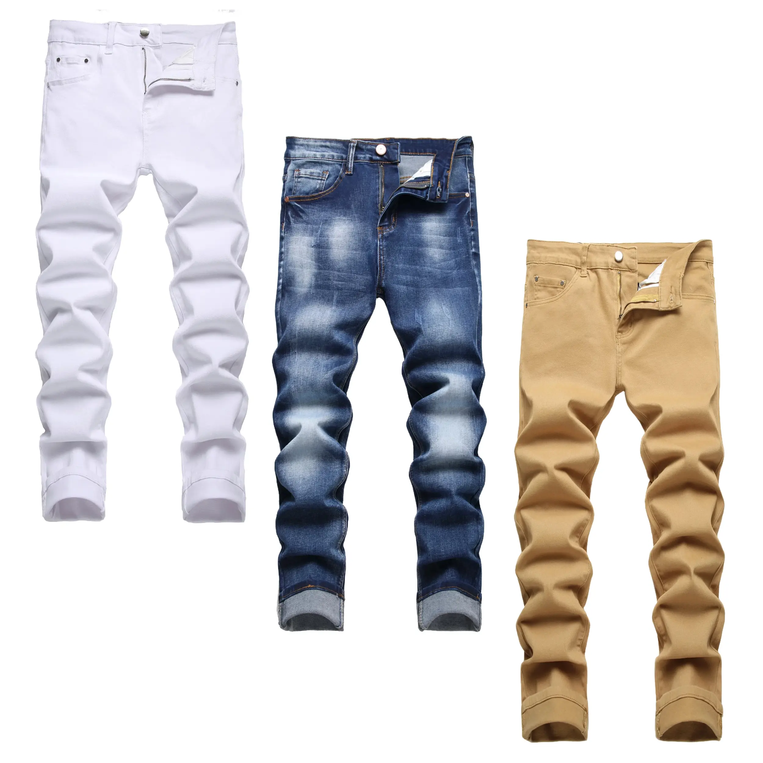 (3 Pack)White-Blue-Khaki