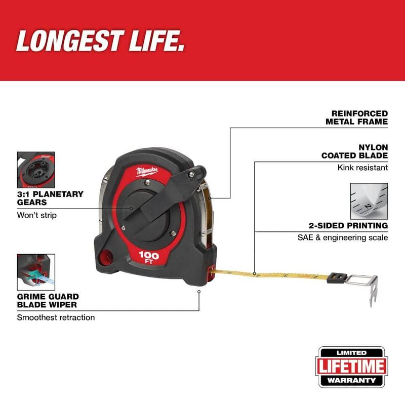 100 ft. Closed Reel Long Tape Measure