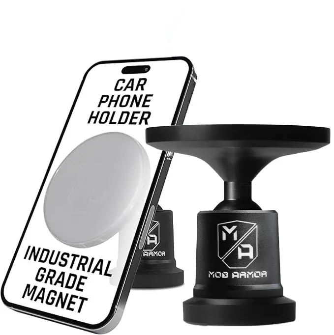 MOB ARMOR MobNetic Maxx .MS Aluminium MagSafe Compatible Phone Holder for Car, Non-Charging Magnetic Mount, Fits Any Metal, Ideal for Dashboard, Gym Use