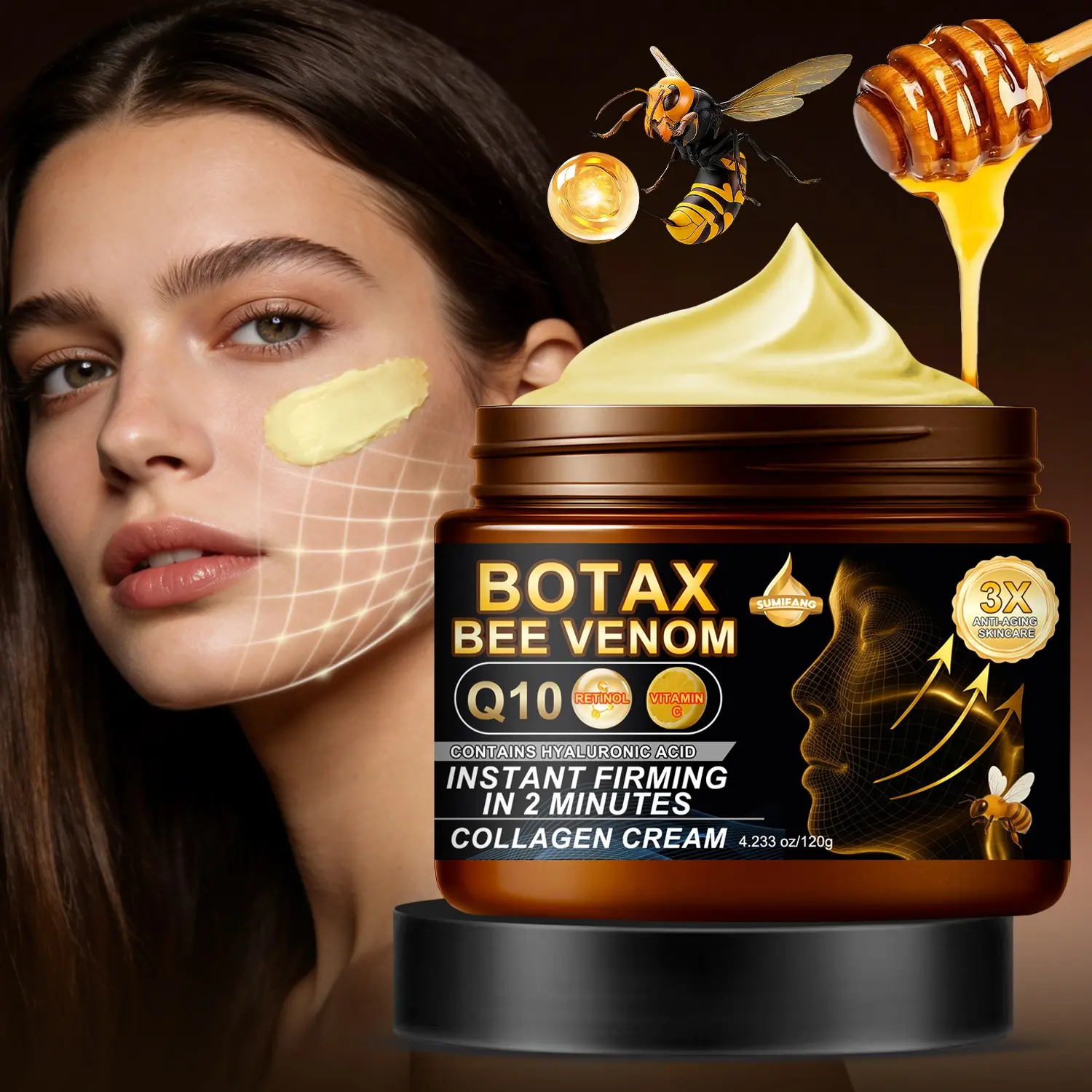 BOTAX Bee Venom Firming Collagen Deep Hydration Cream, containing retinol and vitamin C, lifts and firms, deeply moisturizes, enhances radiance and elasticity, Anti Aging Concentrate, Boosting Moisturizer, Moisturizing face cream