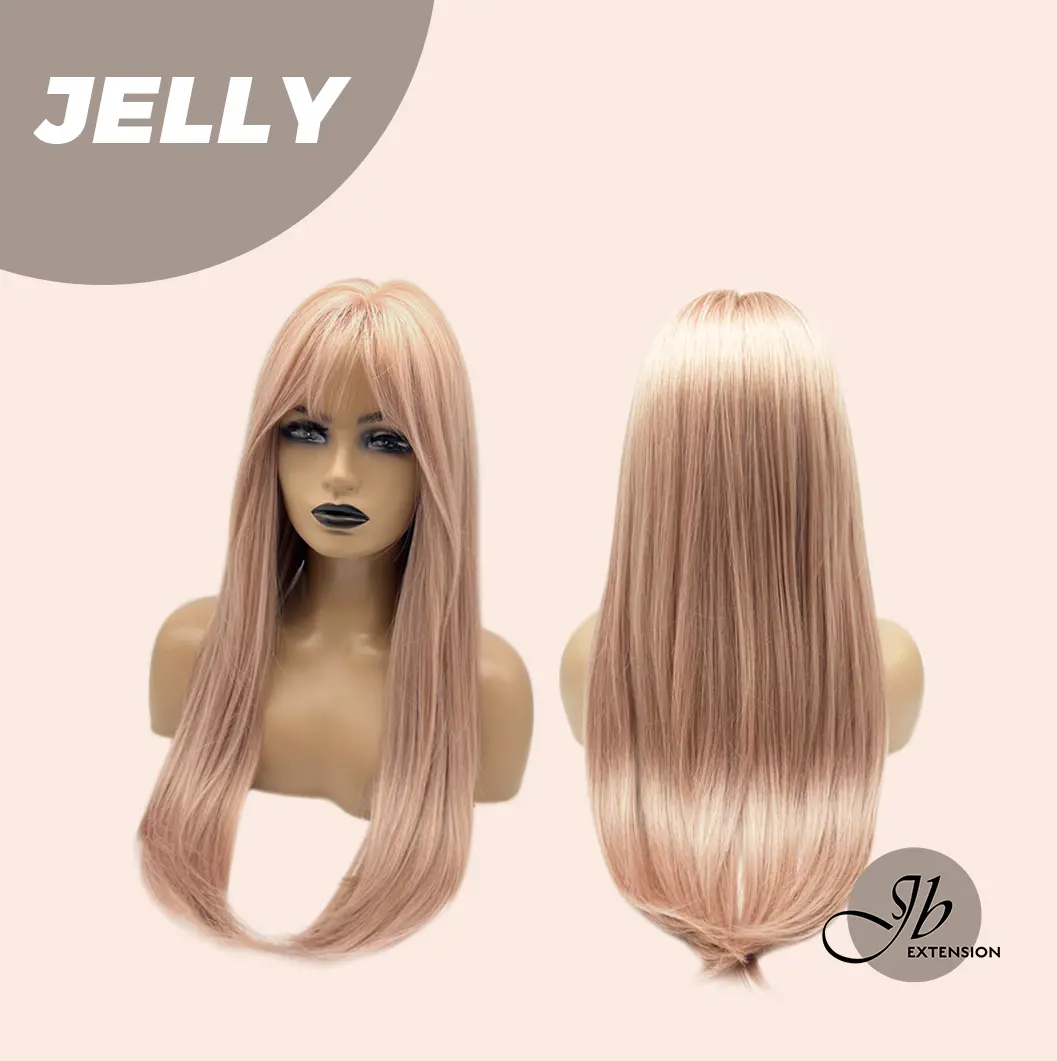 JBEXTENSION 24 Inches Long Straight Pink Wig with Bangs JELLY JBEXTENSION 24 Inches Long Straight Pink Wig with Bangs JELLY