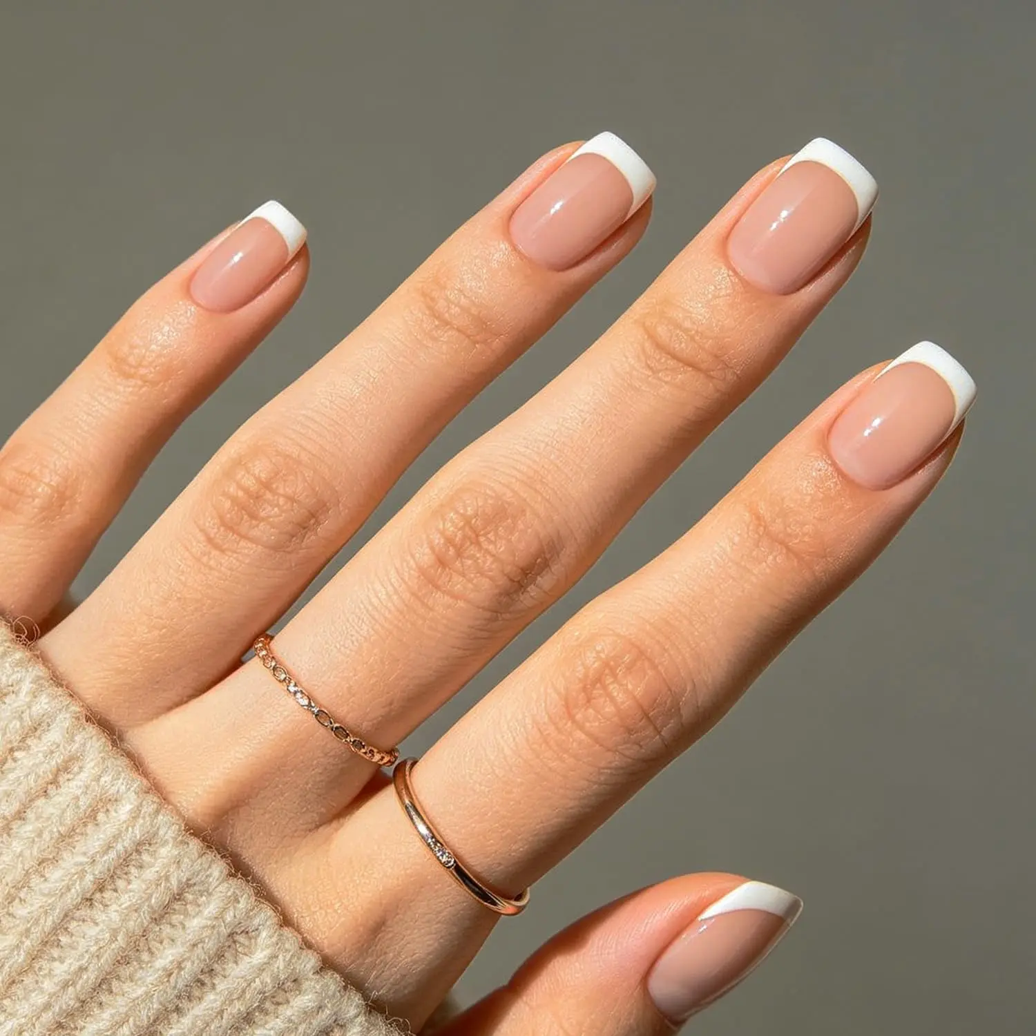 Modelones Press on Nails Short Square, Pink White Fake Nails | 32Pcs 16 Sizes Nails Press Ons Reusable Nail Kit Nail Glue Adhesive Tabs Mini Nail File Nails tips Gifts for Women