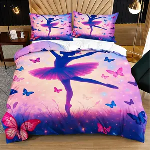 Dancing Girl Print Bedding Set, Soft Microfiber Bed Linen, Twin/Full/Queen/King Size, Shrinkage-Resistant & Colorfast, Easy to Maintain All-Season Decor, Quilt Cover