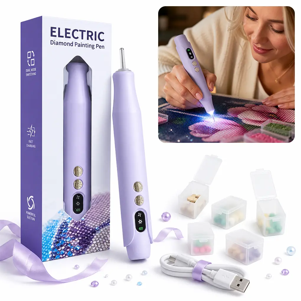ABS-Enhanced Electric Lighted Pet Claw Care Pen Tool, Cordless Rechargeable Grooming Tool with 2 Adjustable Suction Levels, Ergonomic Grip, Low Noise, No Wax Needed (Purple)