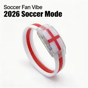 England Flag LED Wristband Must-Have Fan Cheering Gear Glowing White Light Panel Red White Silicone Band St George's Cross Pride Heritage Accessory Night Gameday Stadium Side Switch Ultimate Supporter Gift International Tournament 2026 Three Lions