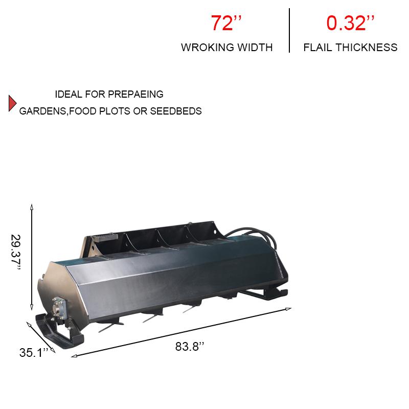 Landy Attachments 72" Skid Steer Bi-Directional Driven Rotary Tiller Attachment
