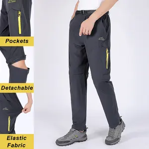 LEDUNTINO Men's Casual Outdoor Pants Quick-Drying Elastic Sporty Style with Multiple Pockets & Detachable Leg Design for Active Days