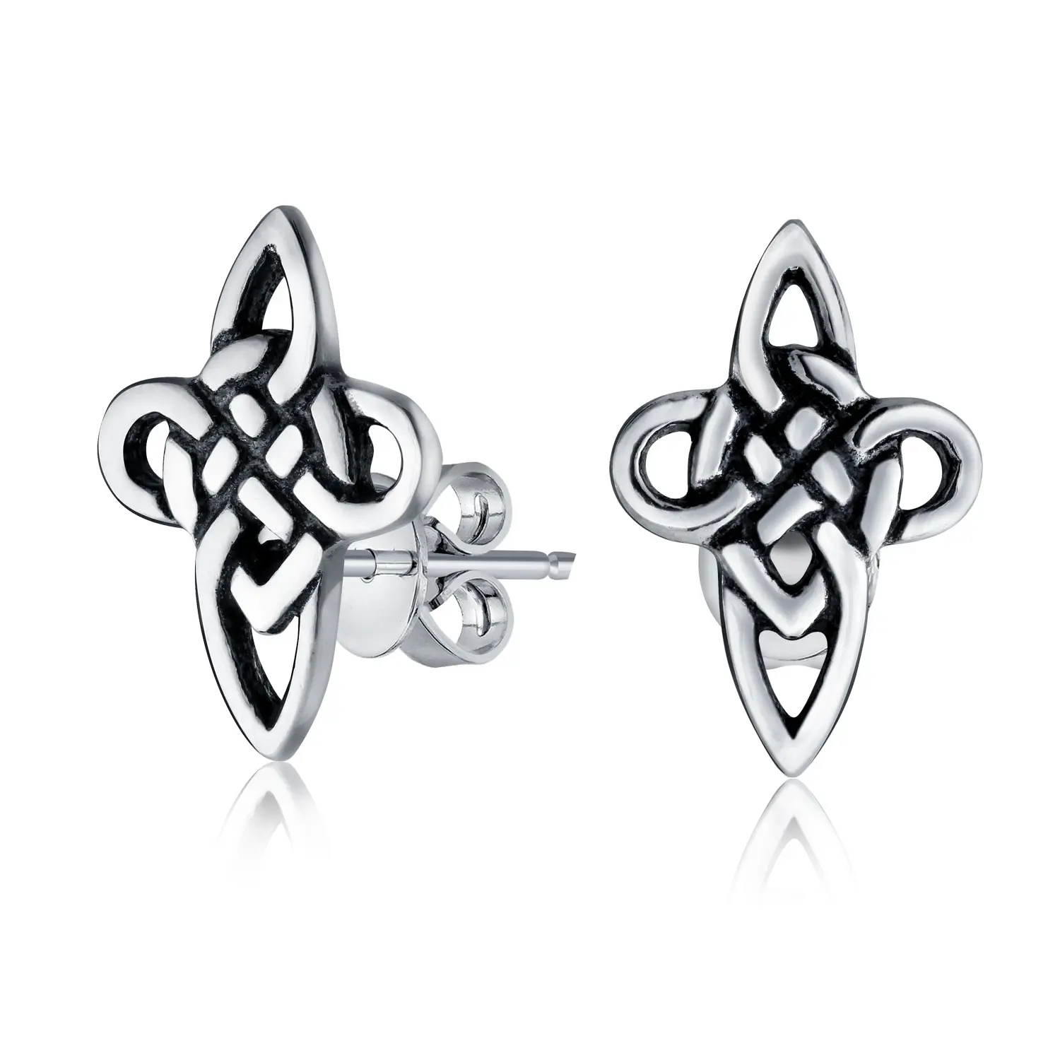 Religious Irish Infinity Love Knot Celtic Cross Stud Earrings Sterling Silver