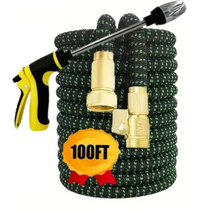Multifunctional Telescopic Car Wash Set - With High-Pressure Nozzle for Hose Outdoor - Metal Connector and Rubber Hose - Suitable for Gardening, Car Washing, and Pet Bathing - American Standard Thread - Retractable Hose - Garden Watering Hose