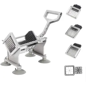 Commercial vegetable chopper french fry cutter potato slicer fruit chopper super value set of suction feet 8wedge blades and pusher blocks for restaurant home kitchen