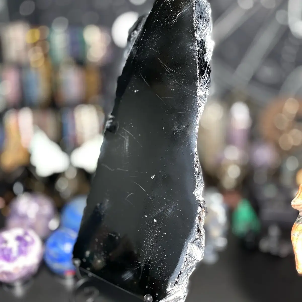 Polished Large Black Obsidian Slab