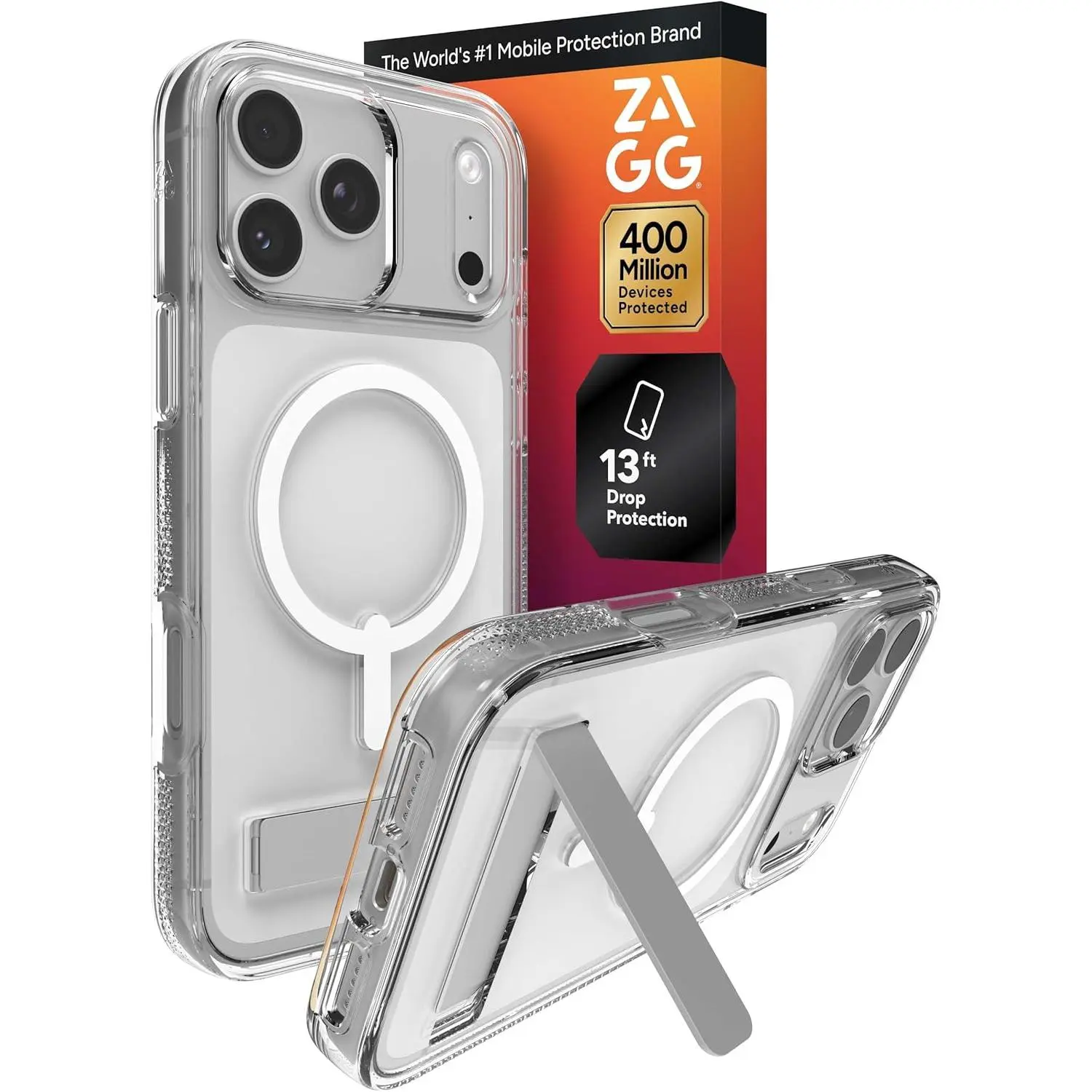Zagg Crystal Palace Snap MagSafe Smartphone Case - Handheld Cellphone Cover with Camera Button, Wireless Stand for 17 Pro Devices