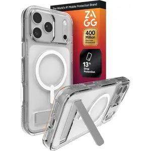 Zagg Crystal Palace Snap for MagSafe Phone Case with Camera Button & Stand for 17 Pro