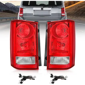 Nilight Taillight Assembly Compatible with 2009 2010 2011 2012 2013 2014 2015 Honda Pilot Red Clear Tail Lights Rear Lamp Replacement OE Style Driver and Passenger Side w/Bulbs