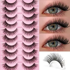 10 Pairs 3D Voluminous Cat Eye False Lashes, Elegant One-Piece Design, Easy to Wear and Remove, Natural Eye Enlargement, Perfect for Parties, Makeup, Eyelashes