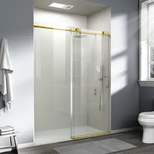 BUILDEPOT 56"-60" W x 76" H Frameless Single Sliding Shower Door - 1/4" (6mm) Tempered Safety Glass with Anti-Shatter Film, Modern Bathroom Sliding Door, D06-60 summervibes