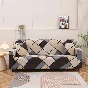 Geometric Pattern Sofa Cover & Pillowcase without Filler, 1 Count Soft Comfortable Breathable Elastic Sofa Slipcover, Sofa Protector for Home Living Room Bedroom Hotel Dormitory