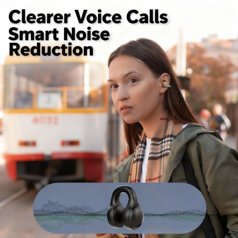 Avamoon X51 Clip-On Wireless Headphones, Upgraded Panoramic Sound Headset, LED Digital Display, Comfortable Wearing & IPX5 Waterproof Sports Earbuds for Work and Fitness