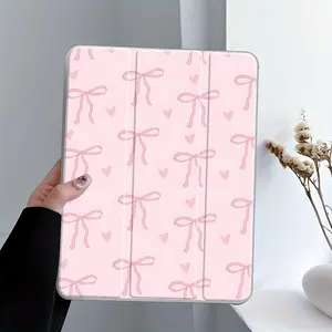 Bow Pattern Tablet Case, Clear Acrylic Protective Case with Pencil Holder, Auto Wake/Sleep Tablet Protective Cover Compatible with iPad 10th Generation, Tablet Accessories