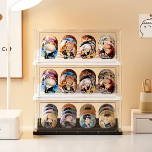 Acrylic Transparent Badge Storage Box, Sealed Moisture-Proof Display Rack, Anime Peripheral Dustproof Shelf, Desktop Organizer