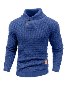 2025 Popular Men's Fall Outfit: Turtleneck Sweater, Casual Fitted Pullover with Multi-Button Design, Comfortable and Warm Knitted Fabric, Versatile for Commuting, Home Wear and Stylish Looks