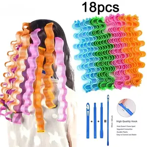 Hair Roller Spiral Hair Curlers Magic  Hair Rollers with Hooks No Heat Hair Curlers DIY Curly Hair Styling Kit18pcs heatless curls rods curling iron