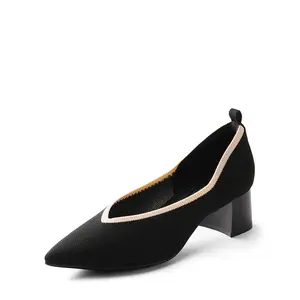 Dream Pairs Comfy Chunky Heel Knit Pumps