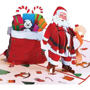 Christmas Pop Up Cards – Santa with Christmas Toy Bag Pop Up Card - Perfect for Kids & Adults - Christmas Card iOyounow