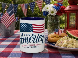 Ceramic America's 250th Birthday Coffee Cup, 11oz-15oz Washable Drinkware for Daily Drink Use
