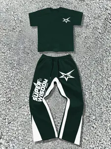 Two-piece Set Men's Star Print Tee & Sweatpants, Regular Fit Casual Fashion Cozy Breathable Outfit for Daily Wear, Men's Clothes for All Seasons