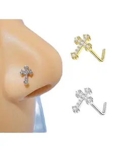 Rhinestone Cross Nose Ring, Nose Piercing Jewelry, Punk Style Nose Ring for Women & Men for Party, Daily Clothing Decor, Trendy All-match Jewelry for Birthday Gift