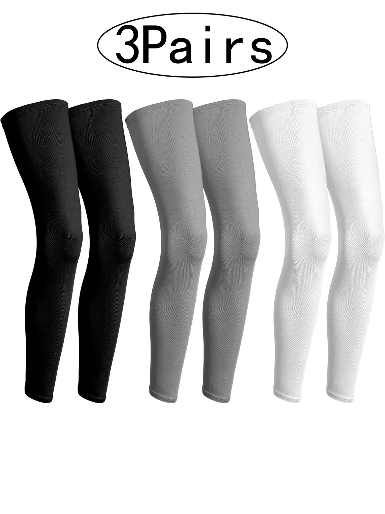 3Pairs-Leg Sleeves for Running Football Rugby Basketball Cycling Gym Accessories, Essential Performance Gear, Sun Protection Outdoor Use, Leg Compression Sleeves