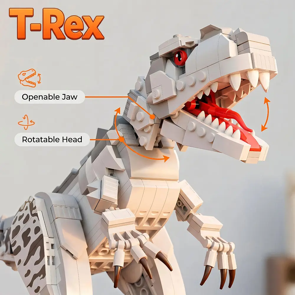 554 Pieces Building Block Dinosaur Toy, Multiple Joints Rotatable, Jointed Model Kit, Ideal for Kids Play, Perfect Gift for Children, Creature Block Kit, Model Building Kits