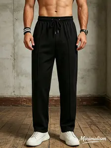 Men's Waffle Straight Leg Casual Long Pants Trouser, Adjustable Waist with Drawstring, Side Pockets, Breathable, Comfortable for Fitness, Home, Commute