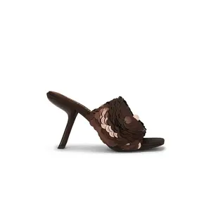 Jeffrey Campbell Bailar Sequin Sandal in Brown Satin Combo
